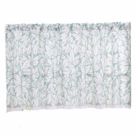 Green Floral Cafe Kitchen Curtains Half Window Curtain Bedroom Doorway Curtain, 55x24 inch