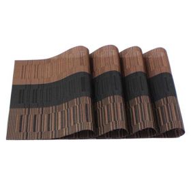 6 Pcs Placemats Dining Table Placemats Stain Resistant Anti-Skid PVC Kitchen Table Mats Woven Polyester, Brown