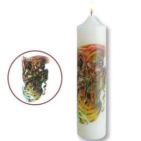 XINAOBAOLUO 2" x 8" Jesus Tiger Cross Candles Unscented Candles White Taper Column Wax