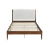 Classic Full Platform Bed Chenille Fabric Upholstered Headboard Wooden Bedroom Furniture 1pc Chestnut Finish