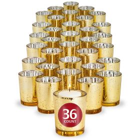 Stock Your Home Gold Votive Candle Holders Bulk Pack (36 Count), Tea Lights Candle Holder for Table Centerpiece, Christmas, Valentine, and Wedding Vot