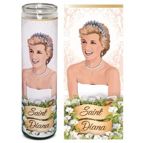 Saint Princess Diana Di Celebrity Prayer Devotional Parody Candle - 8" white, unscented, glass