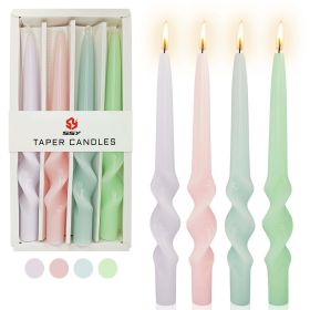 4pcs Tapered Candlesticks Spiral Taper Candle, 10 Inch Candy Colors Candlestick Twisted Taper Candles for Dinner Table Decor Housewarming Gift Idea