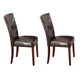 Espresso and Walnut Tufted Back Side Chairs (Set of 2)