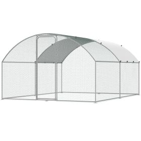 VEVOR Large Metal Chicken Coop, 9.8x12.9x6.5 ft Walk in Chicken Run for Yard with Waterproof Cover, Doom Roof Hen House with Security Lock for Outdoor