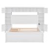 Queen Size Wooden Bed With All-in-One Cabinet, Shelf and Sockets, White