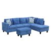 Blue Linen 3-Piece Living Room Sofa Set B