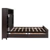 Queen Size Wooden Bed With All-in-One Cabinet, Shelf and Sockets, Espresso