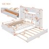 Full Size Wooden Bed With All-in-One Cabinet, Shelf and Sockets, White