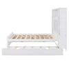 Full Size Wooden Bed With All-in-One Cabinet, Shelf and Sockets, White