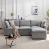 U_STYLE Down Filled Upholstery Convertible Sectional Sofa, L Shaped Couch with Reversible Chaise