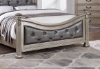 Formal Traditional Antique Silver 1pc California King Size Bed Tufted Faux Leather Headboard Footboard Bedframe