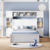 Full Size Wooden Bed With All-in-One Cabinet, Shelf and Sockets, White