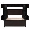 Full Size Wooden Bed With All-in-One Cabinet, Shelf and Sockets, Espresso