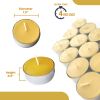 Pure Beeswax Tealights (Pack of 24) Unscented Tea Lights with Light & Natural Honey Scent - Decorative & Handmade Candles for Home, Wedding - 4 Hour B