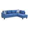 Blue Linen 3-Piece Living Room Sofa Set B