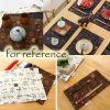 2 Pcs Chinese Cotton Linen Place Mats Calligraphy Pattern Table Mats Placemat for Dinner Parties 17.7x11.8 inch, Khaki