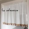 Semi-Sheer Cafe Curtain Tassels Short Kitchen Curtain Door Curtain Panel, White, 57x24 inch