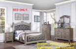 Formal Traditional Antique Silver 1pc California King Size Bed Tufted Faux Leather Headboard Footboard Bedframe