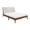 Classic Full Platform Bed Chenille Fabric Upholstered Headboard Wooden Bedroom Furniture 1pc Chestnut Finish