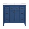 36'' Bathroon Vanity with Resin Sink Combo Set, Modern Freestanding Single Bathroom Cabinet with 6 Drawers & 2 Cabinets, Storage Cabinet for Bathroom,