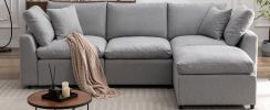 U_STYLE Down Filled Upholstery Convertible Sectional Sofa, L Shaped Couch with Reversible Chaise