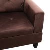 Brown Microfiber 3-Piece Living Room Sofa Set A