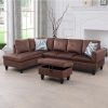 Brown Microfiber 3-Piece Living Room Sofa Set A