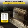 VEVOR Pool Fountain Stainless Steel Pool Waterfall 35.4" x 4.5" x 3.1"(W x D x H) with LED Strip Light Waterfall Spillway with Pipe Connector Rectangu