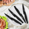 Hecef Black Oxide Steak Knife Set of 8, Ultra-Sharp High Carbon Stainless Steel Serrated Knives with PP Handle