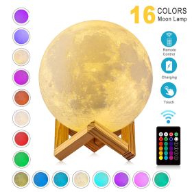 LED Night Lights Moon Lamp 3D Print Moonlight Timeable Dimmable Rechargeable Bedside Table Desk Lamp Children's Leds Night Light (Option: 18cm)