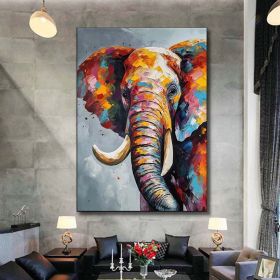 Hand Painted Oil Painting Boho Wall decor Colorful elephant Oil Painting on Canvas animal painting art large 3d wall art original painting Texture Acr (style: 1, size: 60X90cm)