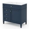 36'' Bathroom Vanity with Medicine Cabinet, Royal Blue Mirror Cabinet, Modern Bathroom Storage Cabinet with 2 Soft Closing Doors and 4 Drawers, Single