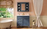 36'' Bathroom Vanity with Medicine Cabinet, Royal Blue Mirror Cabinet, Modern Bathroom Storage Cabinet with 2 Soft Closing Doors and 4 Drawers, Single