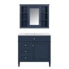 36'' Bathroom Vanity with Medicine Cabinet, Royal Blue Mirror Cabinet, Modern Bathroom Storage Cabinet with 2 Soft Closing Doors and 4 Drawers, Single