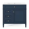 36'' Bathroom Vanity with Medicine Cabinet, Royal Blue Mirror Cabinet, Modern Bathroom Storage Cabinet with 2 Soft Closing Doors and 4 Drawers, Single