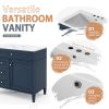 36'' Bathroom Vanity with Medicine Cabinet, Royal Blue Mirror Cabinet, Modern Bathroom Storage Cabinet with 2 Soft Closing Doors and 4 Drawers, Single