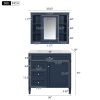 36'' Bathroom Vanity with Medicine Cabinet, Royal Blue Mirror Cabinet, Modern Bathroom Storage Cabinet with 2 Soft Closing Doors and 4 Drawers, Single